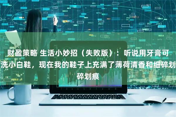 财盈策略 生活小妙招(失败版):听说用牙膏可以洗小白鞋,现在我的鞋子上充满了薄荷清香和细碎划痕