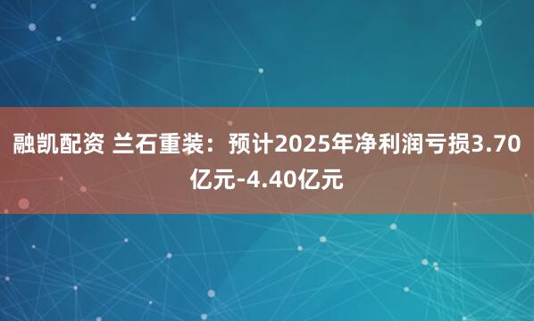 融凯配资 兰石重装：预计2025年净利润亏损3.70亿元-4.40亿元
